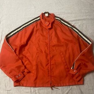 Swingster Men's Vibrant Red Windbreaker with Stripe Accents